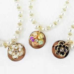 [콩심팥심]강아지 장미 진주 목걸이 S 1P 반려견 이름표 팬던트 애견산책목줄