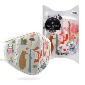 [셀러에이드]아이천국 3D 입체 방한 마스크 어린이용 여우와달팽이