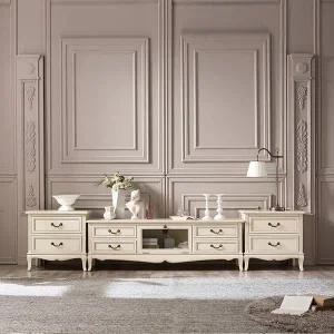 [리체갤러리] 수입 프렌치 엔틱가구 벨루카 컬러 협탁 거실장 세트