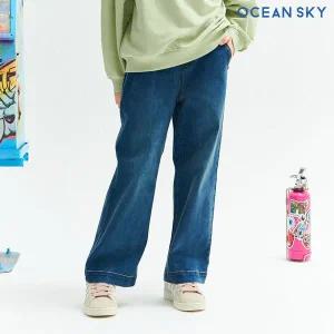 [보리보리/오션스카이]여아 프릴 밴딩 와이드 데님 팬츠-CEJG2352B0D