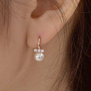 [더블유비엘]14k post 델로 진주 원터치 링귀걸이   (윙블링)