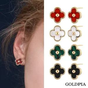 [골드피아] 14K 천연보석 클로버 귀걸이
