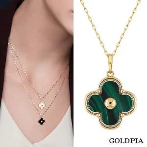 [골드피아] 14K 천연보석 클로버 목걸이