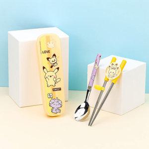 포켓몬 수저세트 킨더 스텐젓가락 스푼 케이스 3P 세트 어린이집 유치원 초등학생 소풍 숟가락 젓가락