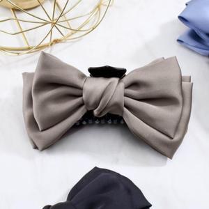 소리공 헤어미 실크 이중빅리본 집게핀(인디퍼플) 왕리본집게핀 헤어악세사리