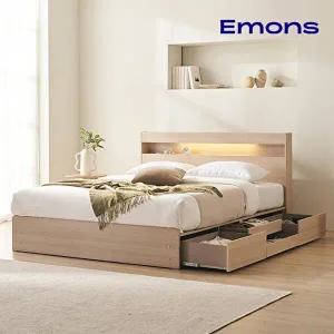 [에몬스]클레어 빅 수납 침대 킹(K)[포니 2단협탁 포함]