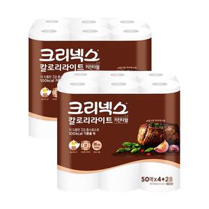 크리넥스 칼로리라이트 키친타월, 50매, 4+2롤, 2개