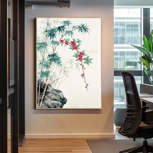 대형사이즈 80x80 풍수지리 대나무그림 알루미늄액자 대나무 동양화 수묵 수채 매난국죽 강인함 성실함 승진운 취업운 합격운 장수 번영