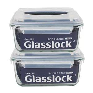 (1+1)글라스락 핸디김치통(2.7L)-2개 김장독 반찬통 쌀통 내열강화유리 다용도밀폐통