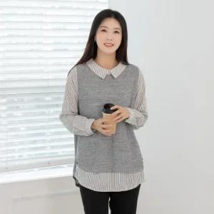 엄마옷 마담4060 니트레이어드블라우스 마담옷 -ZBL2501011-