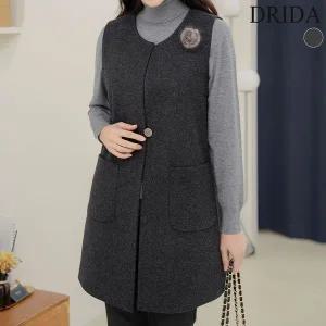 [엄마옷드리다]엄마옷  여성 겨울 노카라 울 모직 빅사이즈 정장 롱 조끼 베스트 50 60대 미시.._P35379...