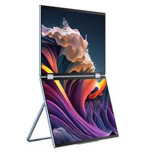 FRUNSI 15.6인치 트리플 포터블 듀얼 모니터 익스텐더 스탠드가 있는 FHD 1080P 및 노트북, MAC MINI, 애플제품 호환, PC, 닌텐도용 360 VESA 접이식