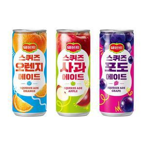 [롯데칠성음료] 델몬트 스퀴즈 에이드 오렌지 포도 사과 240ml 각10캔 총30캔