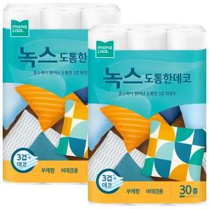 모나리자 녹스 도톰한 데코 3겹 30롤 x 2팩 화장지 휴지