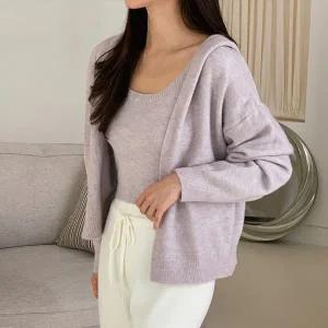 [미나그램] 앤슬 나시+후드니트가디건세트