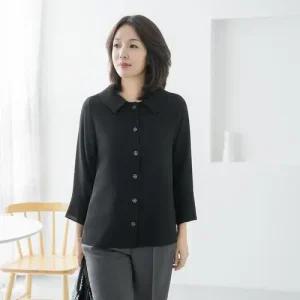 가을인기 엄마옷 마담4060 로우무지블라우스-QBL2509064-