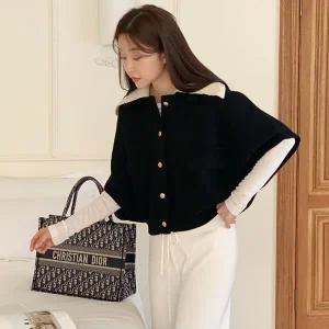 [미나그램] 솔렌 반팔 망또 니트자켓