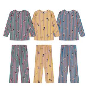 디즈니잠옷 빅사이즈 피치기모 단가라 미키 스판 커플 파자마 / 긴팔 가을 겨울 홈웨어