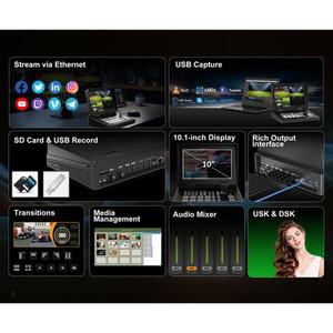 AVMATRIX Shark S4 PLUS 비디오 믹서 스위처 (2xHDMI, 2xSDI 입력, SD 카드, USB 레코더 포함) 라이브 스