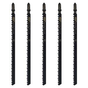 Qjaiune 5Pcs T744D T-Shank 직소날, 7인치 길이 직소날 고탄소강 목재 합판 경목 PVC 플라스틱 빠르게 절단 가능