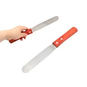 KP 우드핸들 스텐 스패츌라(소) 275mm 크림나이프 버터나이프 버터칼