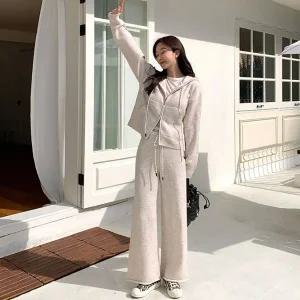 [미나그램] 브레딧 니트후드집업+밴딩팬츠세트