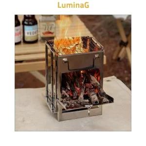 휴대용 접이식 사각난로 스테인레스 화로대 불멍 장작 화목 난로 캠핑 차박 바베큐 그릴 숯불