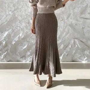 [미나그램] 브리쉬 밴딩 골지니트롱스커트