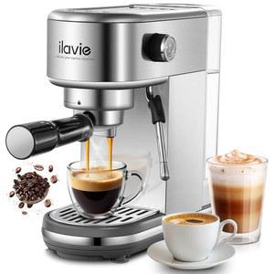 가정용 ILAVIE 20 바 에스프레소 머신, 초콤팩트 에스프레소 메이커 스테인리스 스틸 프로페셔널 에스프레소 커피 메이커, 카푸치노, 라떼 머신, 40온스 분리 가능한 물탱크, 1350W