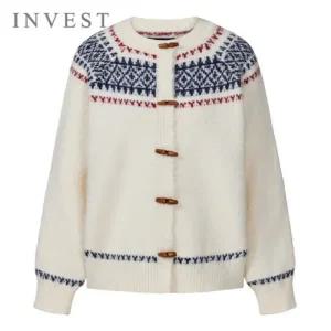 [인베스트] 노르딕 나염 토글 버튼 울 가디건_IN5W1KC4671