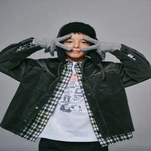 [블루테일] 현대충청 AZH3BL01CG 주니어 남아 여아 코듀로이 차콜그레이 셔츠 캐주얼 코디 패션 선물