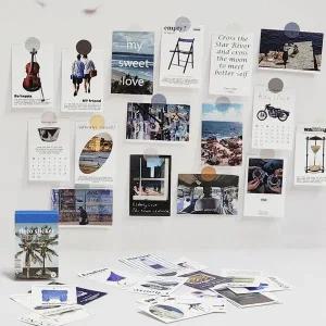 [셀러에이드]문구용 데코 다이어리스티커 50매 파랑 꾸미기테잎 감성문구