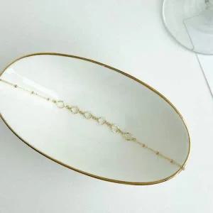 [에이치플러스몰]물방울 쉐입 컷팅 체인 슬림 팔찌18k화이트골드20cm