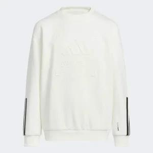 [아디다스키즈 충청점 ] KB5097 겨울 신상 맨투맨 화이트 흰색 선물  JK WARM FL CREW 130 140 150 160 HCK