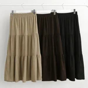 [하프클럽/]여자 골덴치마 밴딩 캉캉 가을 겨울 데이트룩 롱스커트