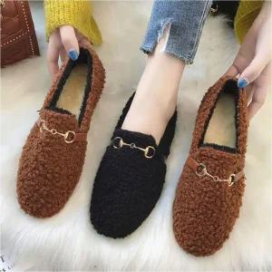 [라일리] Rly 플랫슈즈 빅사이즈 뽀글이 안감 기모 겨울화 방한