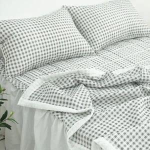 스몰체크 시어서커 여름 홑이불+침대패드+베개커버 침구세트 슈퍼싱글 S/SS