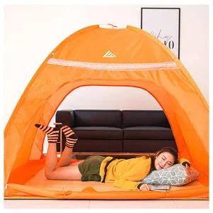 런웨이브 양문형 원터치 난방 텐트 3∼4인용 방한 사각 침대 보온