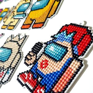 지앤윤 어린이 캐릭터 보석십자수 열쇠고리 DIY 보석 비즈 키링 스티커 세트