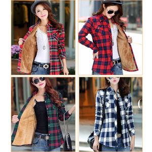 융털셔츠 융털남방 보아털셔츠 여성겨울블라우스 체크블라우스