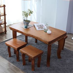 해찬솔 통원목 비담 4인용 식탁세트D 1350 (긴의자+스툴의자2개)/통원목다리/벤치.스툴포함/원목식탁