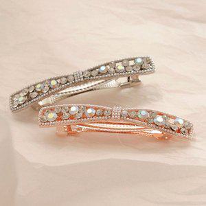 [제이로렌] 리본 슬림 큐빅 반묶음 자동 헤어핀 H01007