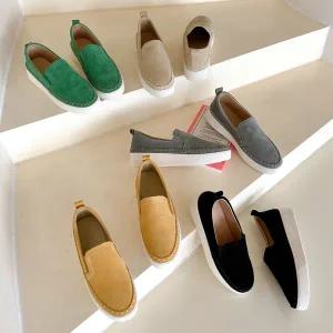 [비비오]천연소가죽 스웨이드 통굽 여성 키높이 슬립온