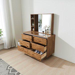 [우아미]르네르 고무나무 원목 와이드 화장대