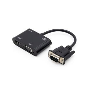 VGA to HDMI VGA 동시출력 듀얼포트 컨버터 RGB변환기 젠더 오디오지원 DSUB 미러링케이블 노트북 컴퓨터