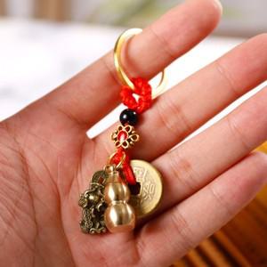 정성모아드림- 조롱박엽전열쇠고리 행운 자동차키 커플 재물 비휴 키링 no.1