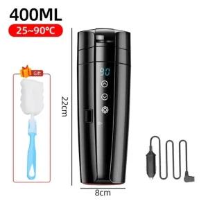 차량커피포트 LCD디스플레이 휴대용 텀블러 304스텐 캠핑 여행 화물차 전기 12v 24v