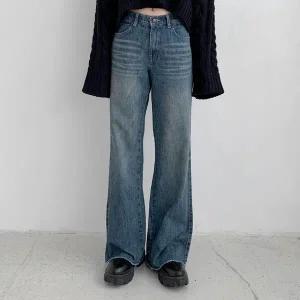 [하프클럽/]여자 논스판 밑단컷팅 FW 나팔 청바지