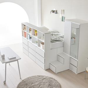 원마인드 조이 수납 성인 벙커침대 H세트 1400서랍장+600서랍장+상부책장 SS