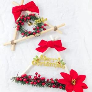 크리스마스 삼각 트리 만들기 DIY키트 풀세트 우드 프레임 리스 행잉 벽트리 겨울 산타 꾸미기 오너먼트